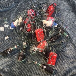 Coca-Cola Red and White String Lights with Bottles and Bears